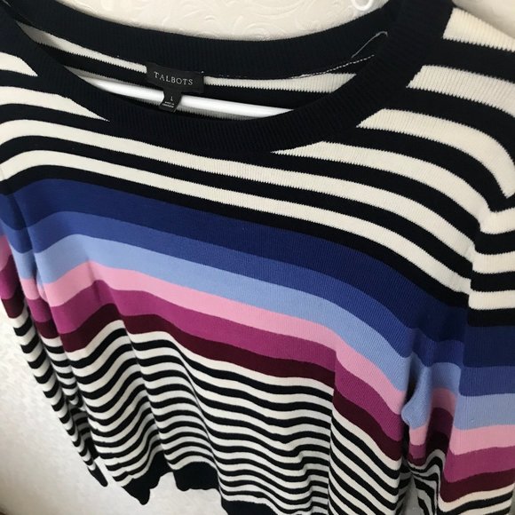 Talbots Rainbow Stripe Crew Neck Sweater - Picture 1 of 3